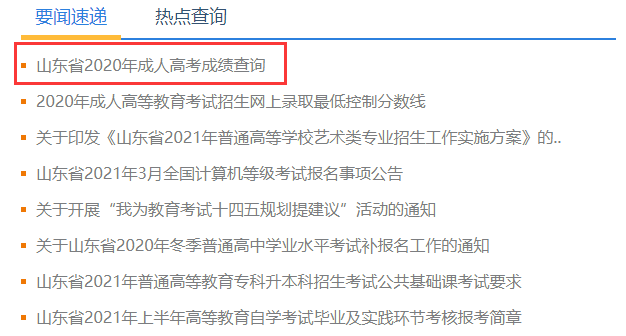 2021年山东成考成绩查询流程