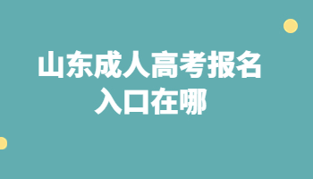 山东成人高考报名入口